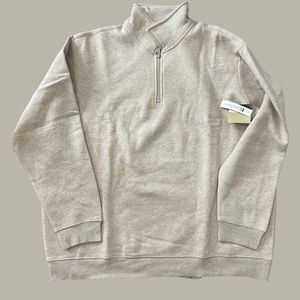 Croft & Barrow Men’s Quarter Zip Size XL Cream Fleece Long Sleeve NWT